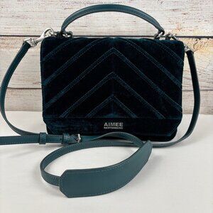 Aimee Kestenberg Velvet Mia Crossbody Bag Expandable Emerald Green